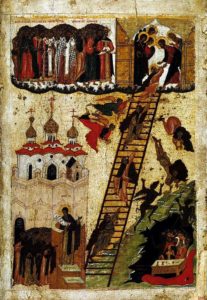 Žebřík do Nebe sv. Jana Klimaka (ruská ikona, 16. století)